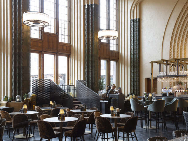 Interior of a restaurant in a high space