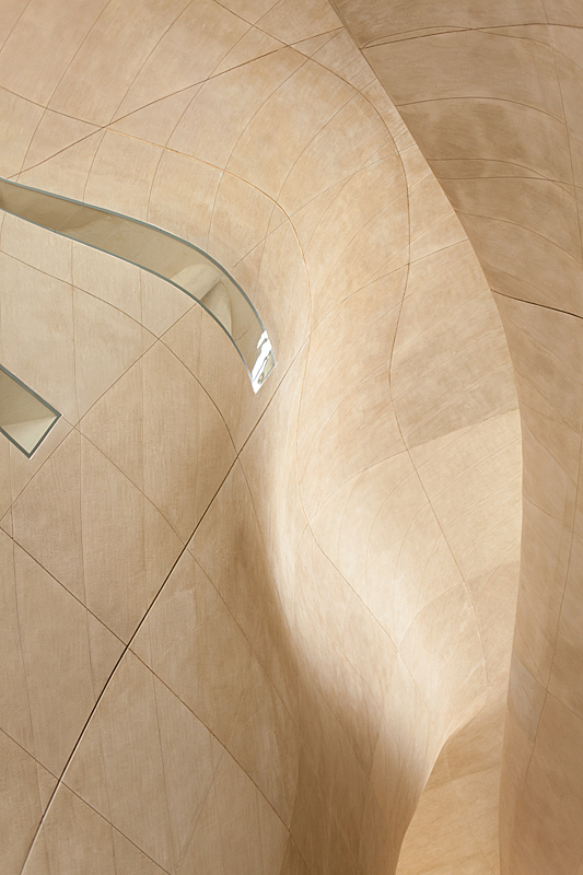 Curved details of the walls show how light is reflected differently