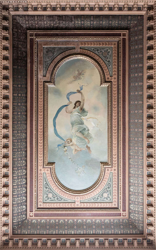Painting of a woman and an angel.