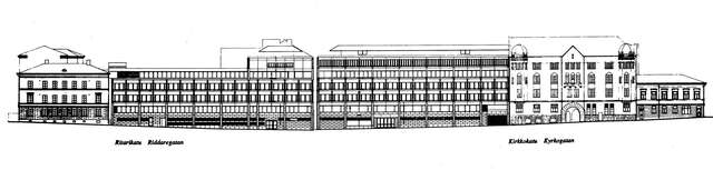 Block elevation plans, Ritarikatu and Kirkkokatu