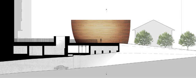 Computer drawing of the chapel from the side