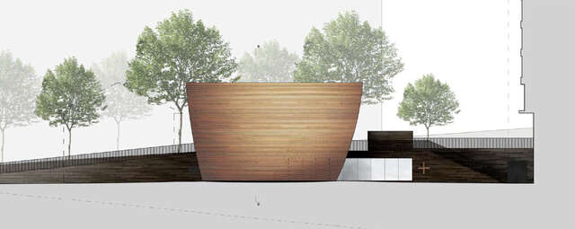 Computer drawing of the chapel from the side