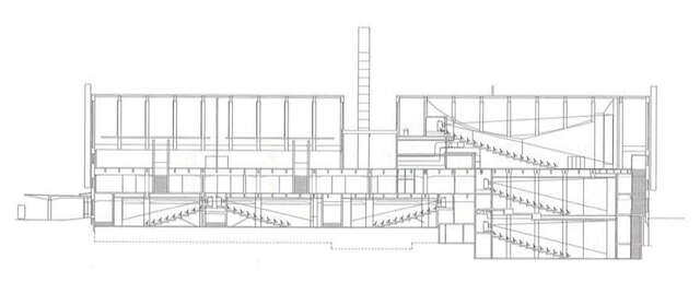 Section plan of Tennispalatsi building.