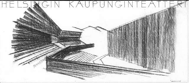Winning sketch for the Helsinki City Theate
