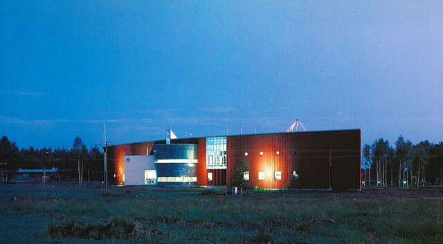 Curved wall towards the north west in the nighttime