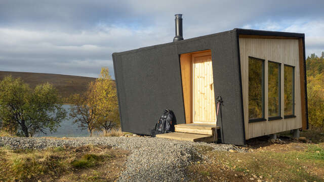A small structure with black walls