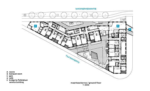 Site plan and ground floor's floor plan.