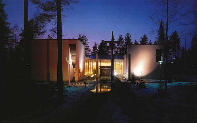 Main elevation in the nighttime