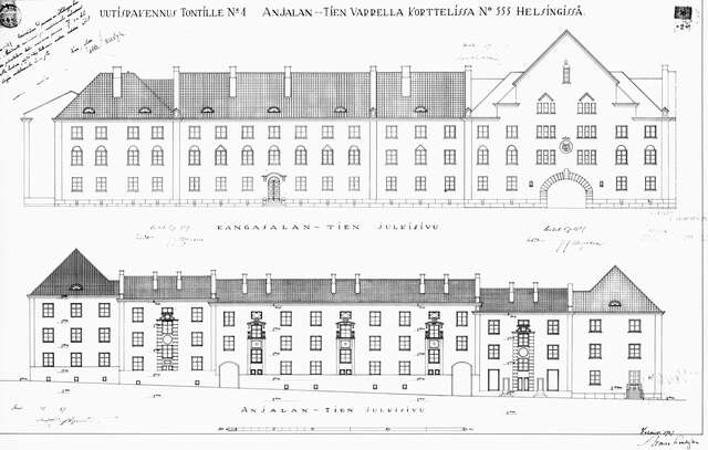 Drawings of a worker's housing from the 1920s
