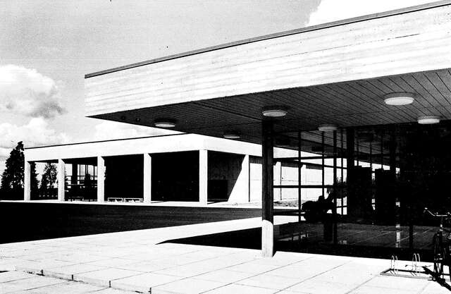 Covered entrance to the sports centre