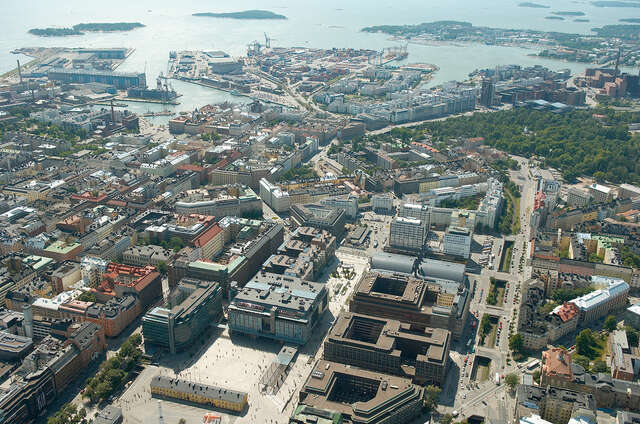 Aerial image of the Helsinki city centre.