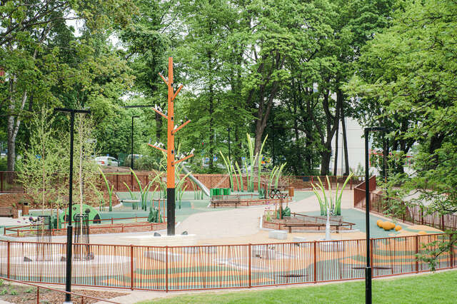 A fenced park area for children