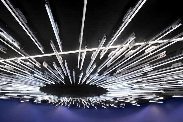 Detail of a ceiling light installation