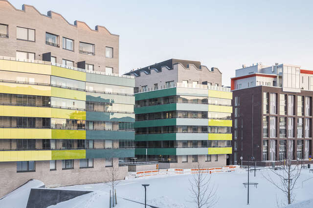 West elevations of the housing block