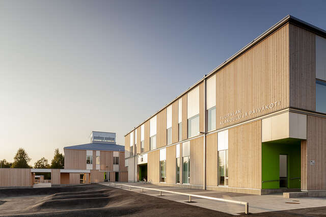 Building exterior made of wood.