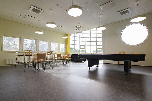 recreation room with a pool table.