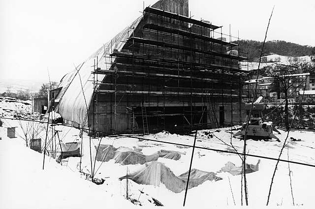Construction site during winter.