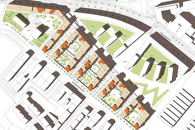 Site plan of the housing block.