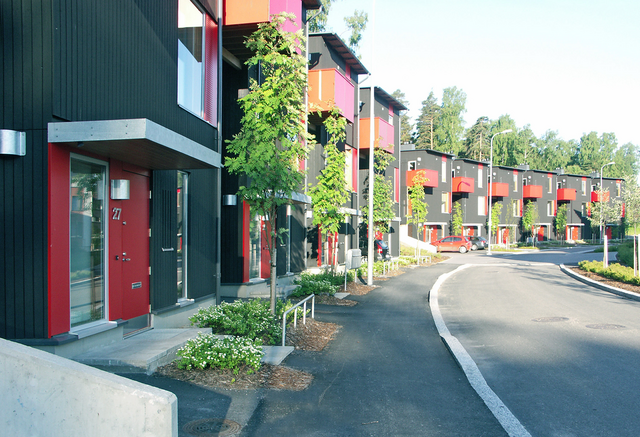 Black wooden buildings