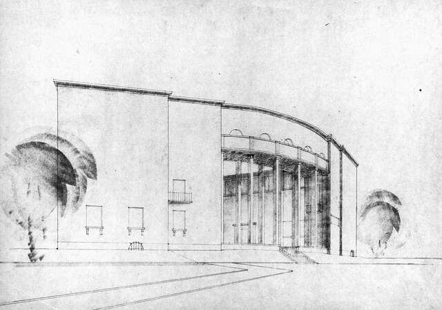Perspective drawing of Viipuri Art Museum and Art School