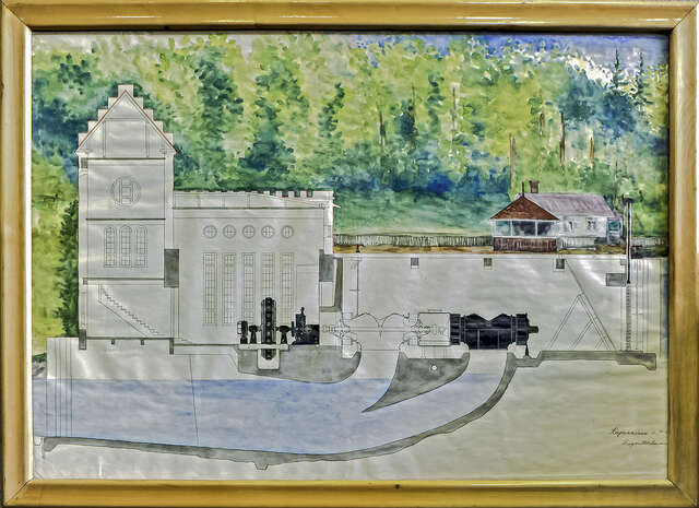 Photo of a painting of the powerplant.