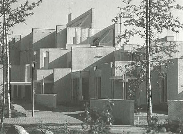 View from the park, elevation of Myyrmäki Church.