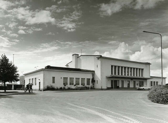 A railway station building