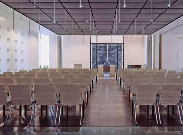 Interior of the parish hall.