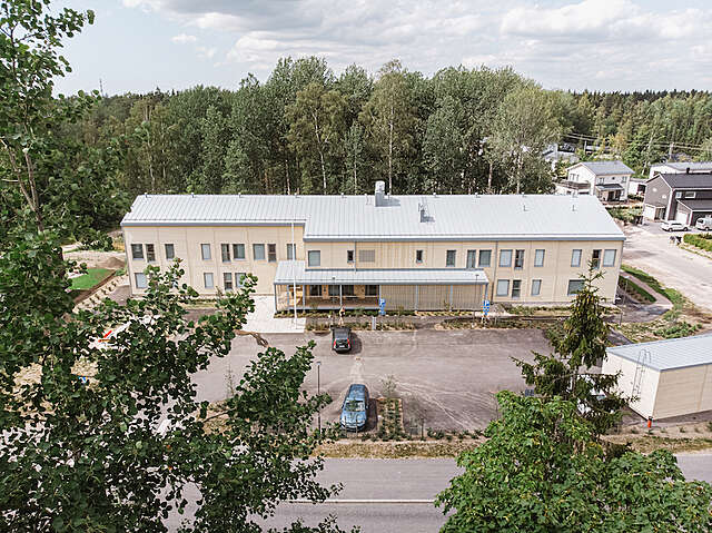 The building viewed diagonally from above.