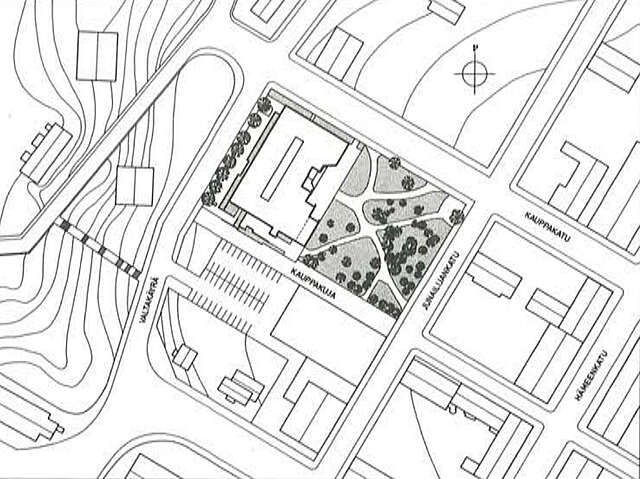 Site plan of the Riihimäki City LIbrary