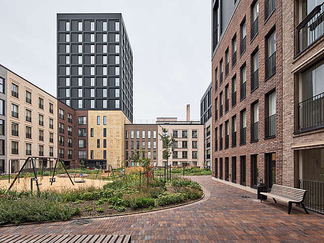 large brick apartment buildings