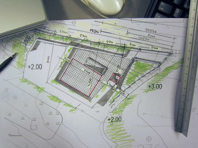 Architectural drawing of the cafe