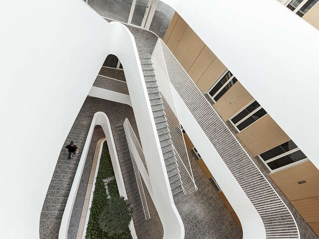 Stairway viewed from the top.