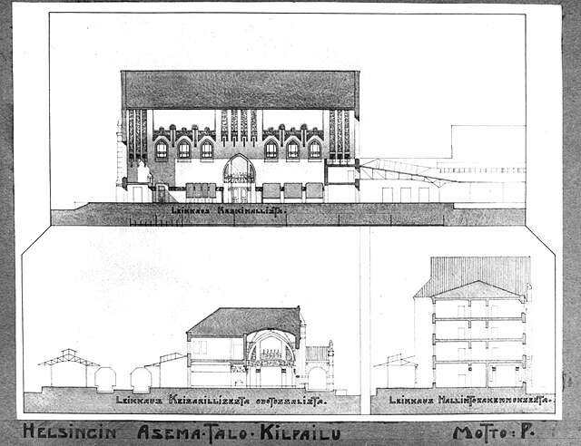 Side elevation and section.