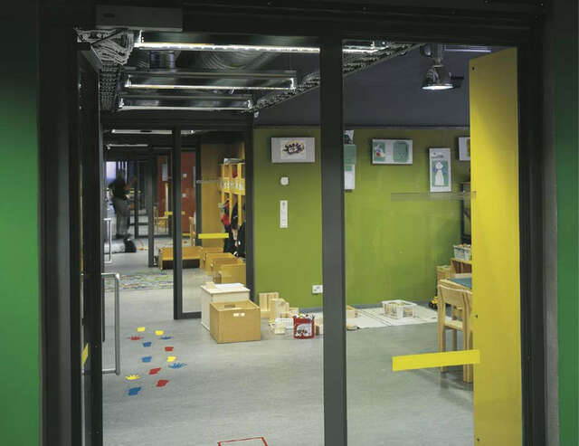 Interior is divided into different units