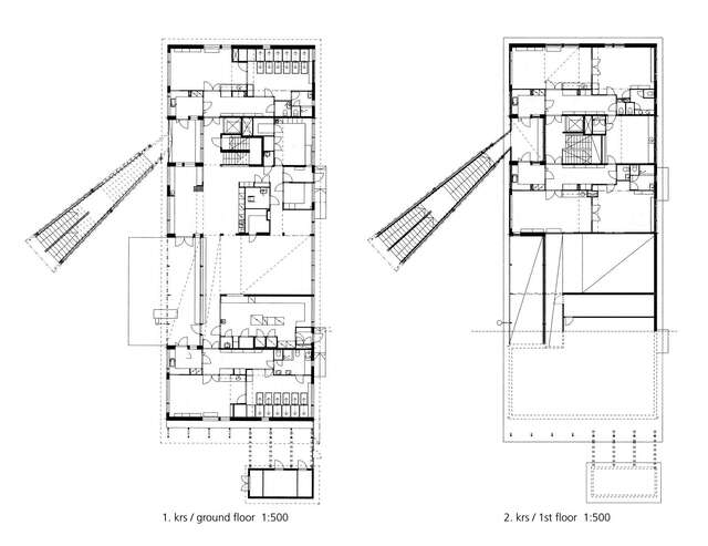 Floor plans of the ground floor and 1st floor