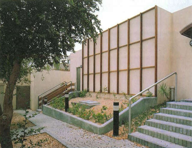 Stairs to the entrance of the office personnel's apartment building