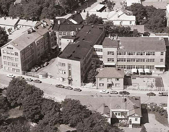 Aerial view of the factory buildings