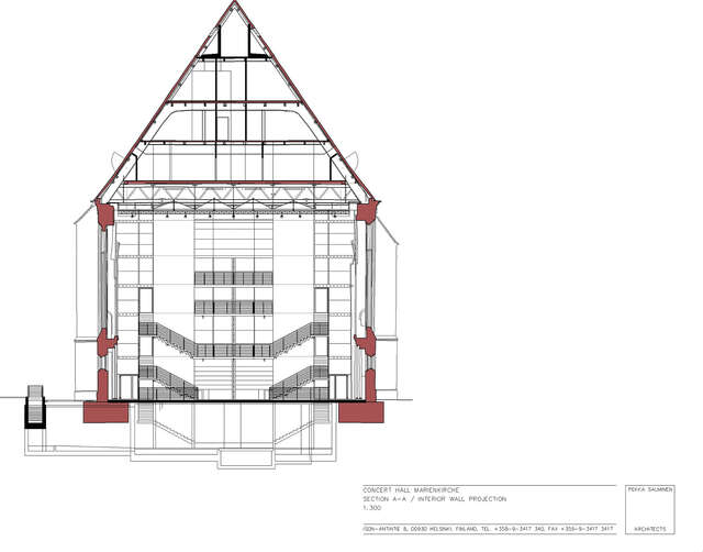 Elevation of a church turned into a concert hall