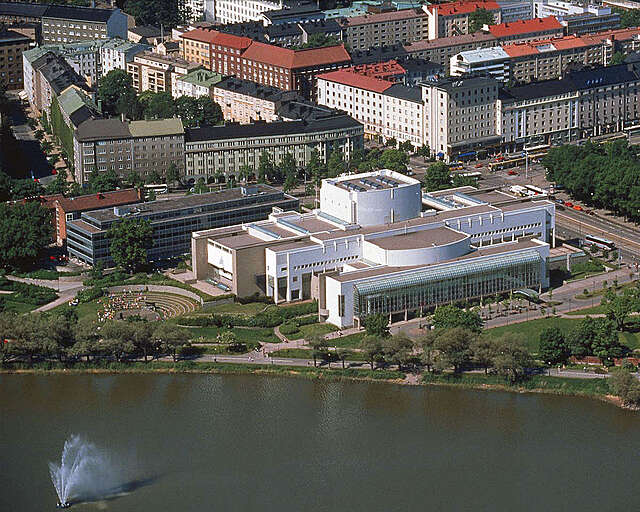 Aerial image of the Finnish National Opera.