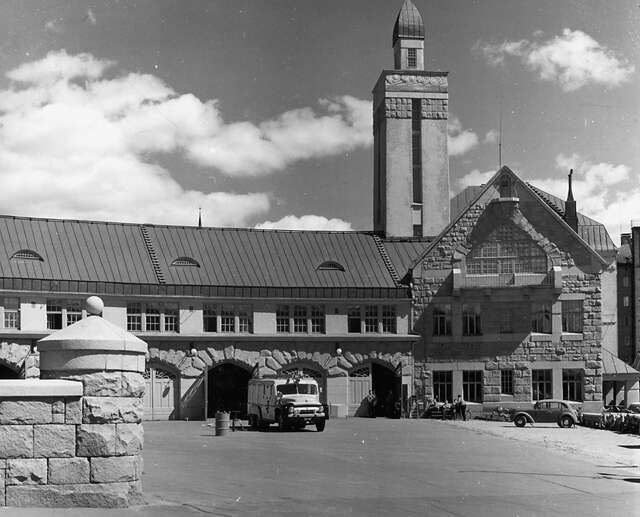 Fire station with a tower
