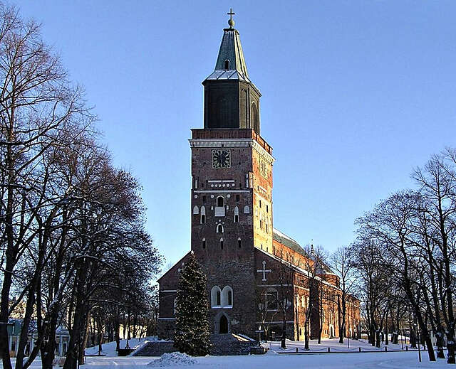 Turku Cathedral photographed in the wintertime