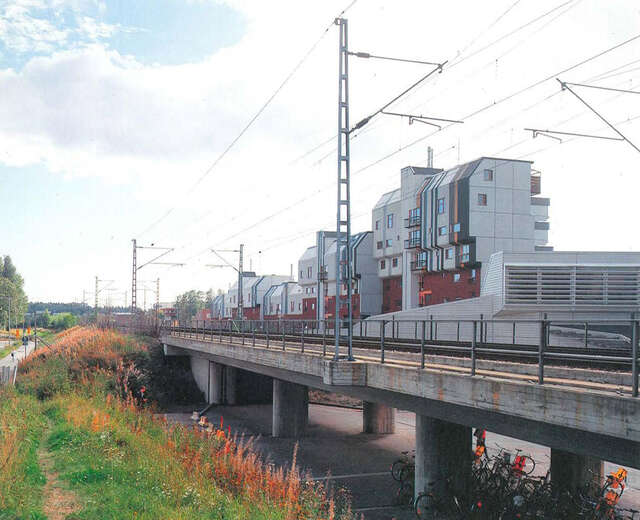 Track-side elevation of the terraced building