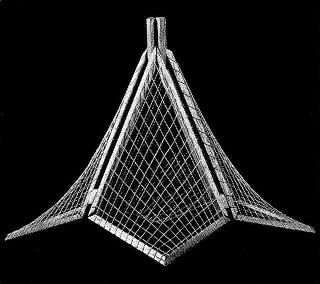 Structural model of the roof of Kannelmäki church