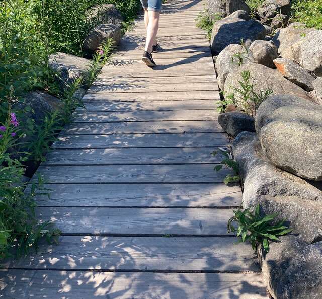 Detail of a wooden boardwalk