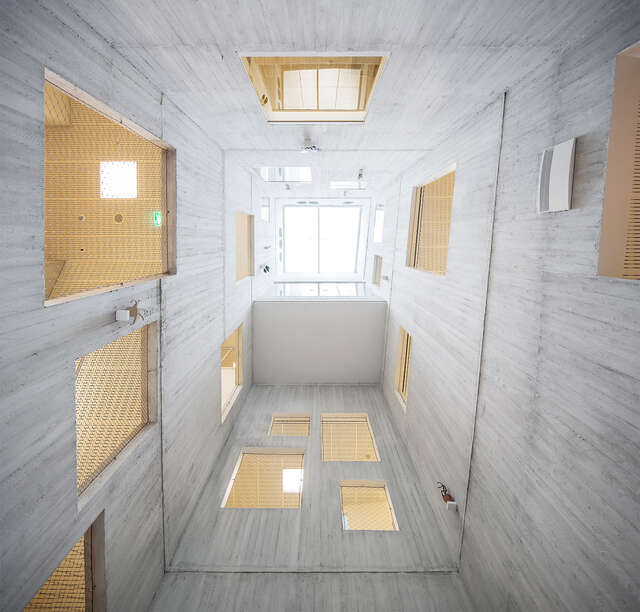 View towards the ceiling window.