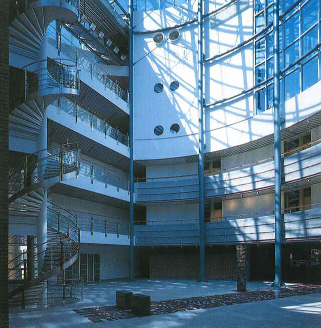 View from the main lobby, sculpture by Martti Aiha