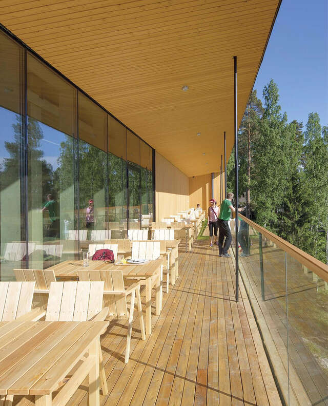 Balcony opens to the woods of the Nuuksio National Park