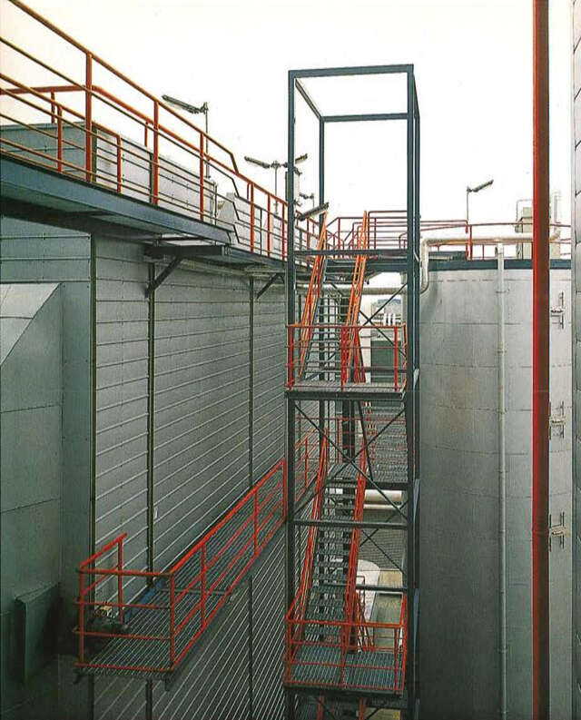 Exterior staircase and maintenance catwalks