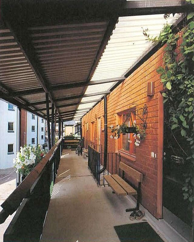 Side corridor leading to apartments